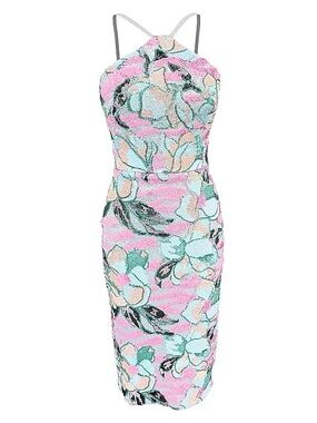 NWT Dress the Population Midi Dress, Summer Aidan, Floral, Sequin, Small
